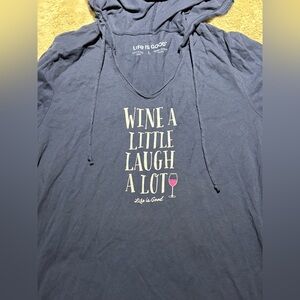 Life is Good Navy Wine Graphic Lightweight Hoodie